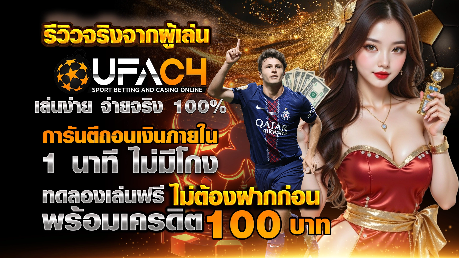 รีวิวจริงจากผู้เล่น UFAC4 เล่นง่าย จ่ายจริง 100% การันตีถอนเงินภายใน 1 นาที ไม่มีโกง ทดลองเล่นฟรี ไม่ต้องฝากก่อน พร้อมเครดิต 100 บาท